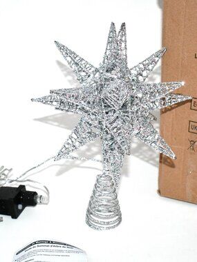 Luxspire 3D Lighted Christmas Tree Topper Star w/ Remote, USB Timer, 8 Modes, Si